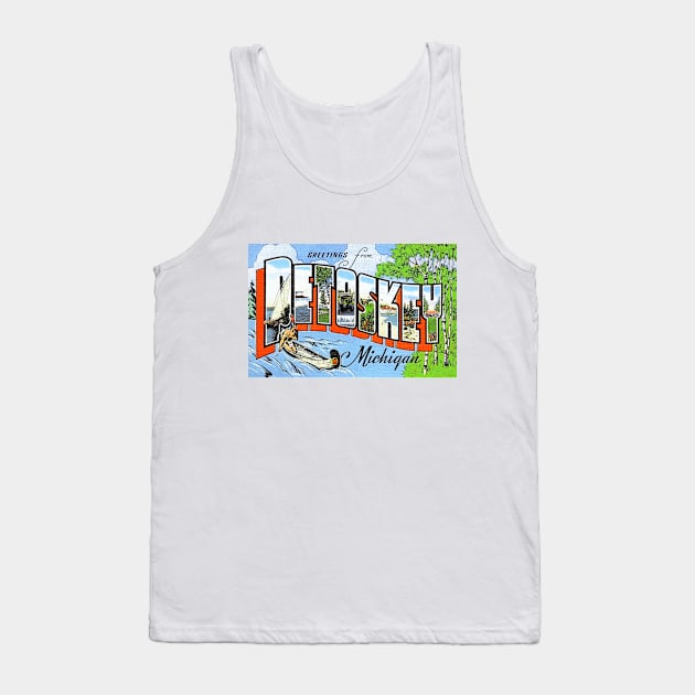 Greetings from Petoskey, Michigan - Vintage Large Letter Postcard Tank Top by Naves